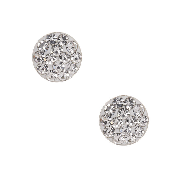Claire's Clous d'oreilles disque ornementé couleur argentée - Blanc