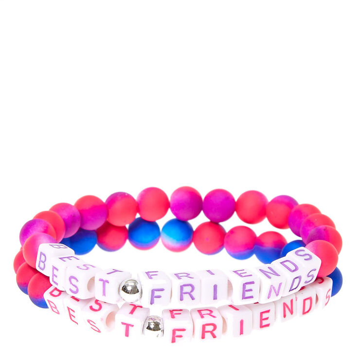 Best Friends Purple Ombre Block Bead Stretch Bracelets,