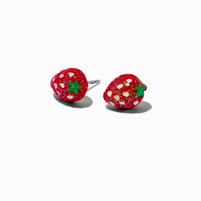 Glitter Strawberry Stud Earrings,