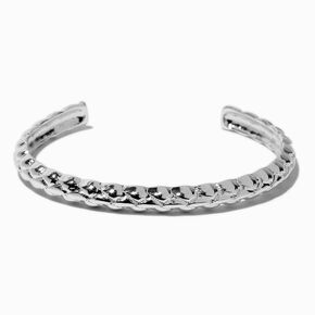 Silver-tone Quilted Cuff Bracelet,