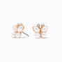 Gold Pearl Butterfly Stud Earrings,