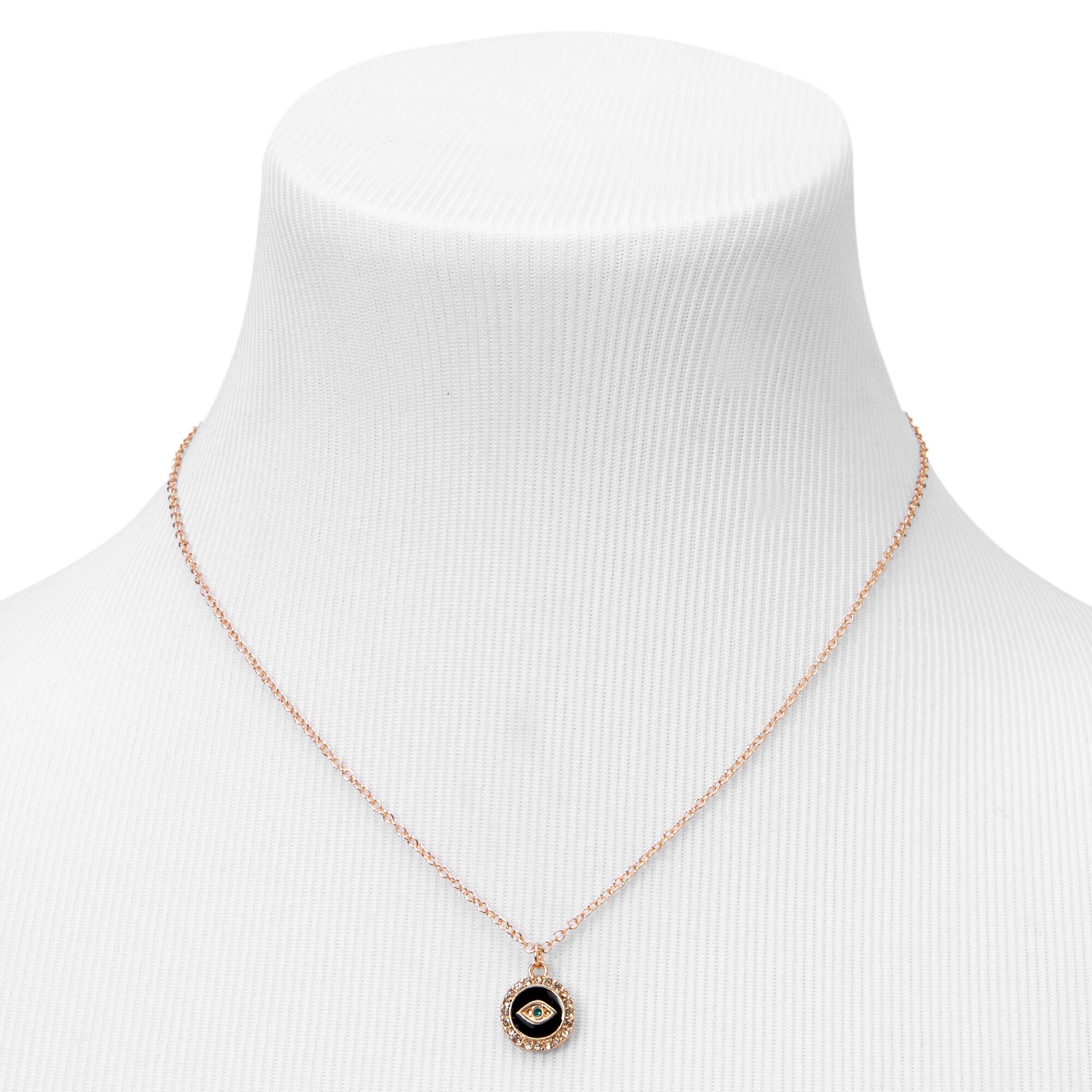 Gold Evil Eye Pendant Necklace,