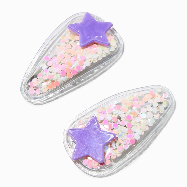Claire's Club Star Shaker Snap Hair Clips - 2 Pack