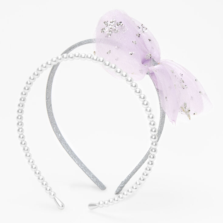Claire&#39;s Club Pearl &amp; Tulle Flower Headbands - 2 Pack,