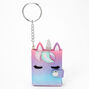 Glitter Rainbow Unicorn Mini Diary Keyring,