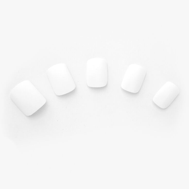 Matte Pre-Glued Square Faux Nail Set - White, 24 Pack | Claire's