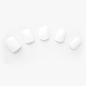 Matte Pre-Glued Square Faux Nail Set - White, 24 Pack,
