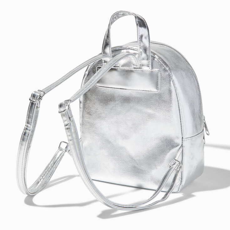 Chenille Star Patch Silver Metallic Backpack,