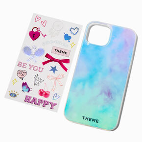T H E M E x Claire&#39;s Tie Dye Phone Case with Stickers - Fits iPhone&reg; 13/14/15,