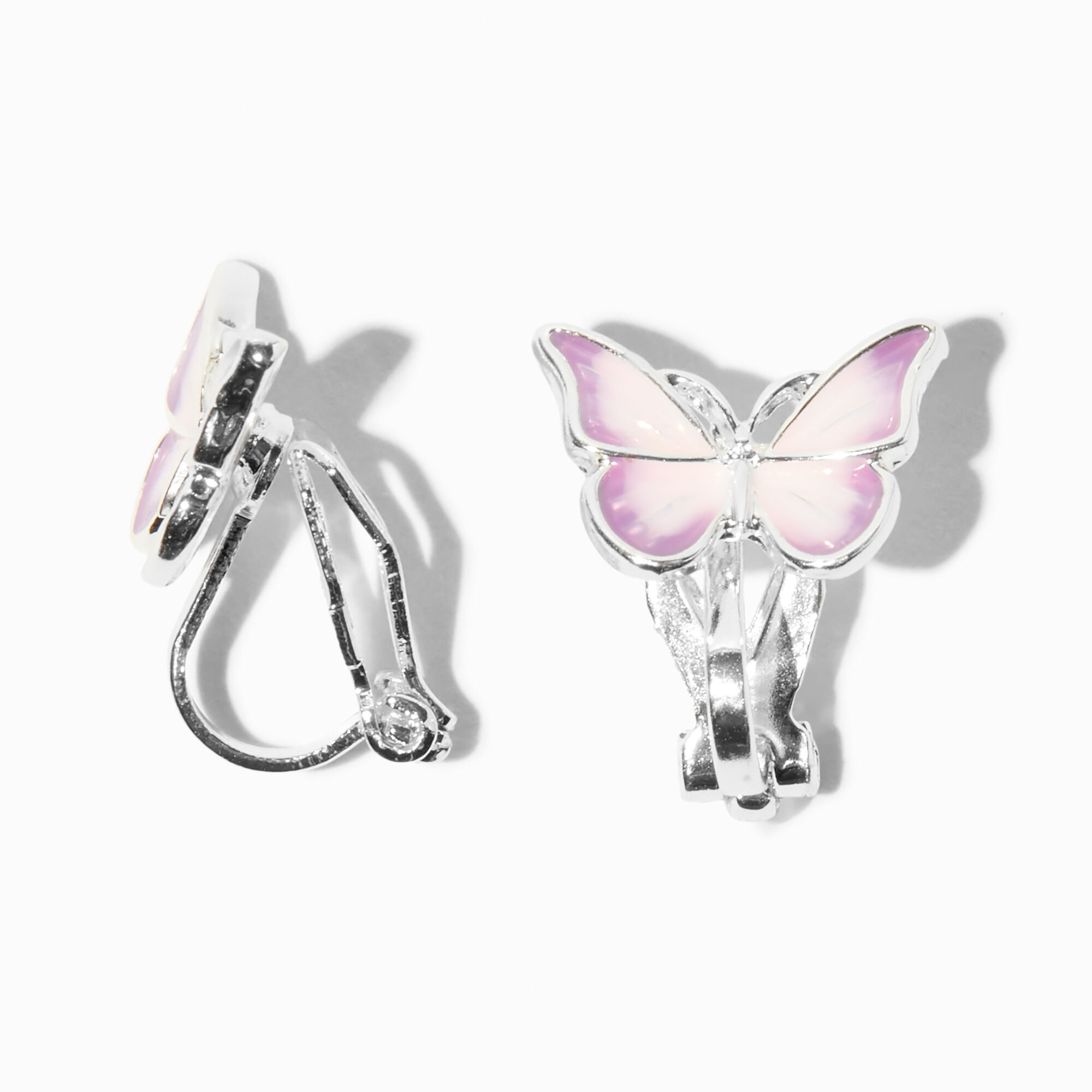 View Claires Purple Butterfly ClipOn Earrings Pink information