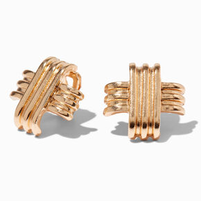 Gold-tone Criss Cross Clip-On Stud Earrings ,