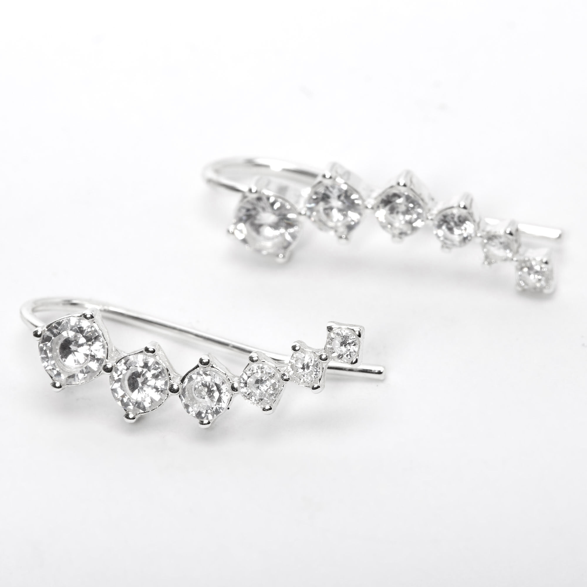 View Claires 1 Cubic Zirconia Embellished Ear Crawler Earrings Silver information