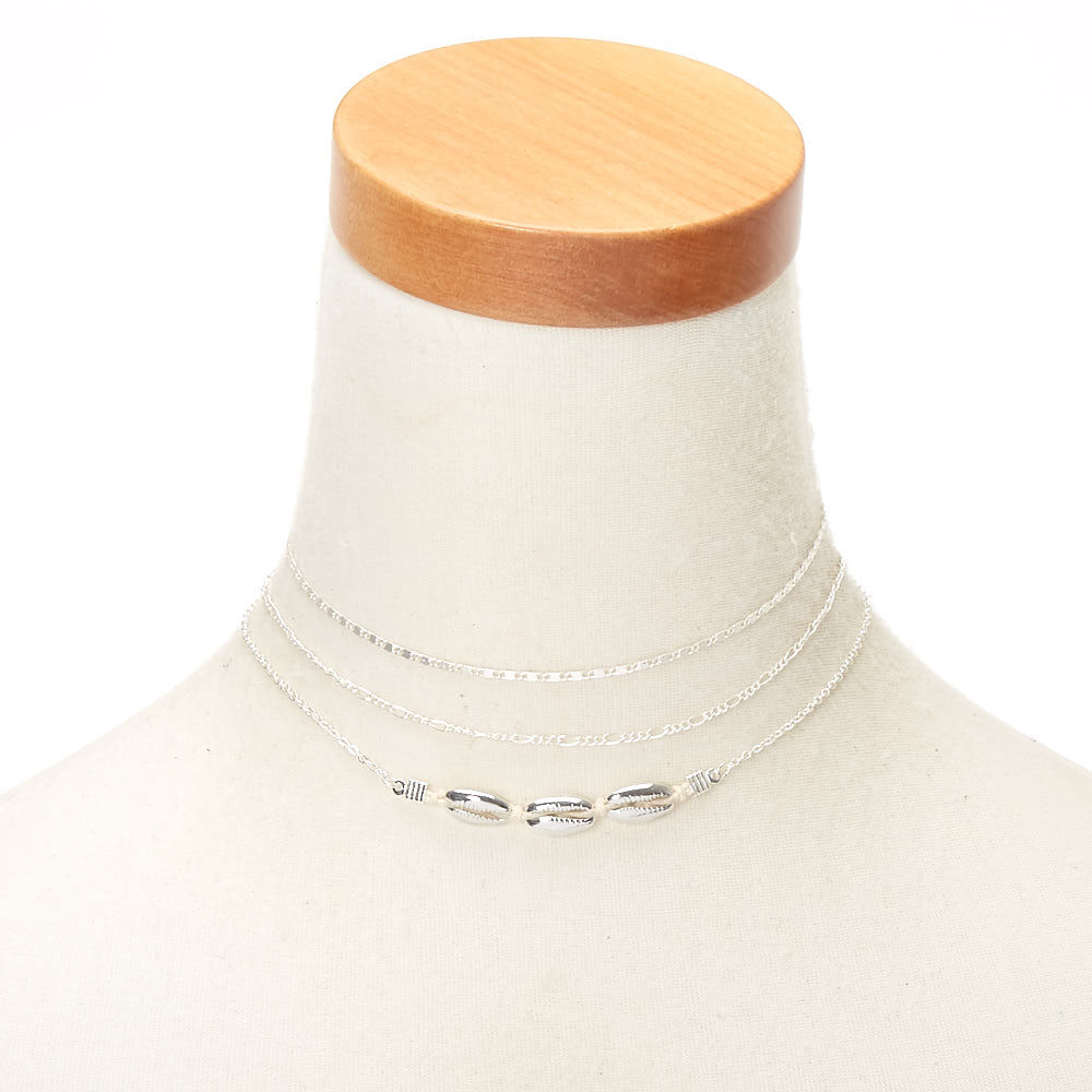 Silver Puka Shell Choker Necklaces 3 Pack