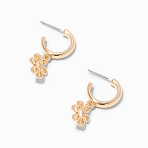 Claire&#39;s Recycled Jewellery Gold-tone Daisy 10MM Huggie Hoop Earrings,