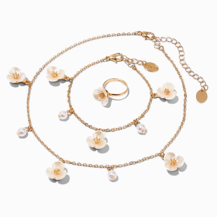 Claire&#39;s Club Floral Gold Jewellery Set - 3 Pack,