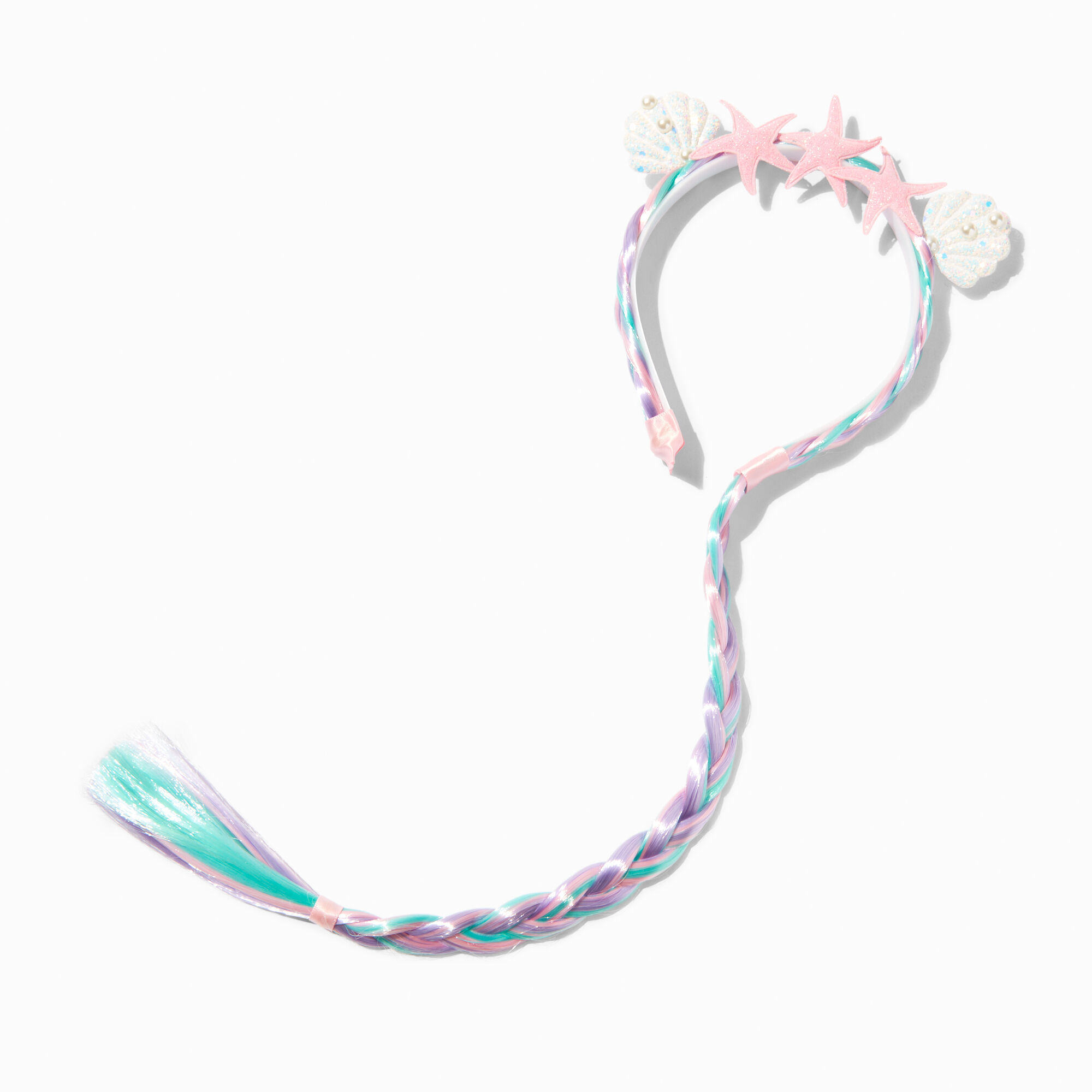 View Claires Club Mermaid Faux Hair Braid Headband Rainbow information