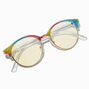 Solar Blue Light Reducing Rainbow Glitter Round Clear Lens Frames,