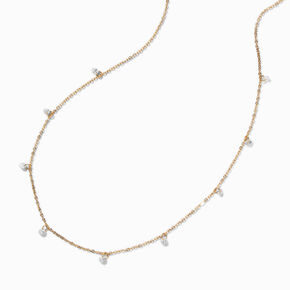 Gold-tone Stainless Steel Cubic Zirconia Confetti Chain Necklace,