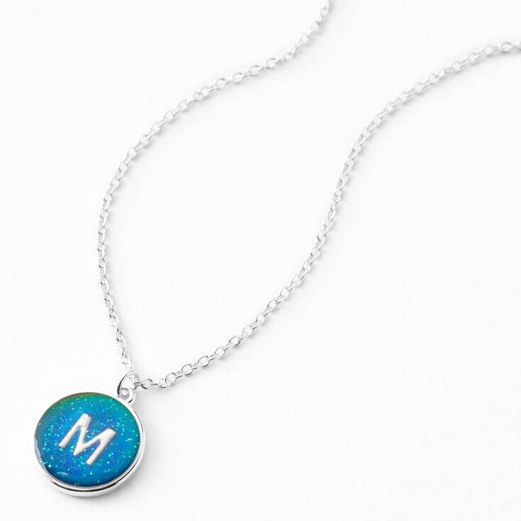 Silver-tone Initial Mood Pendant Necklace - M,