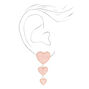 Silver 2&quot; Pink Quartz Heart Drop Earrings,