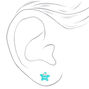 Sterling Silver Happy Face Starfish Stud Earrings - Teal,