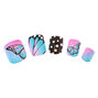 Faux ongles autocollants &agrave; pois et papillons,