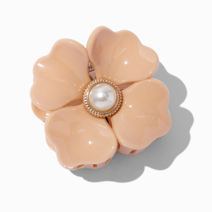 Beige Pearl Flower Hair Claw ,