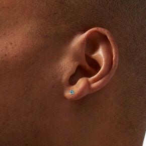 Clous d&#39;oreilles avec strass 3&nbsp;mm aux designs vari&eacute;s bleus - Lot de 9,