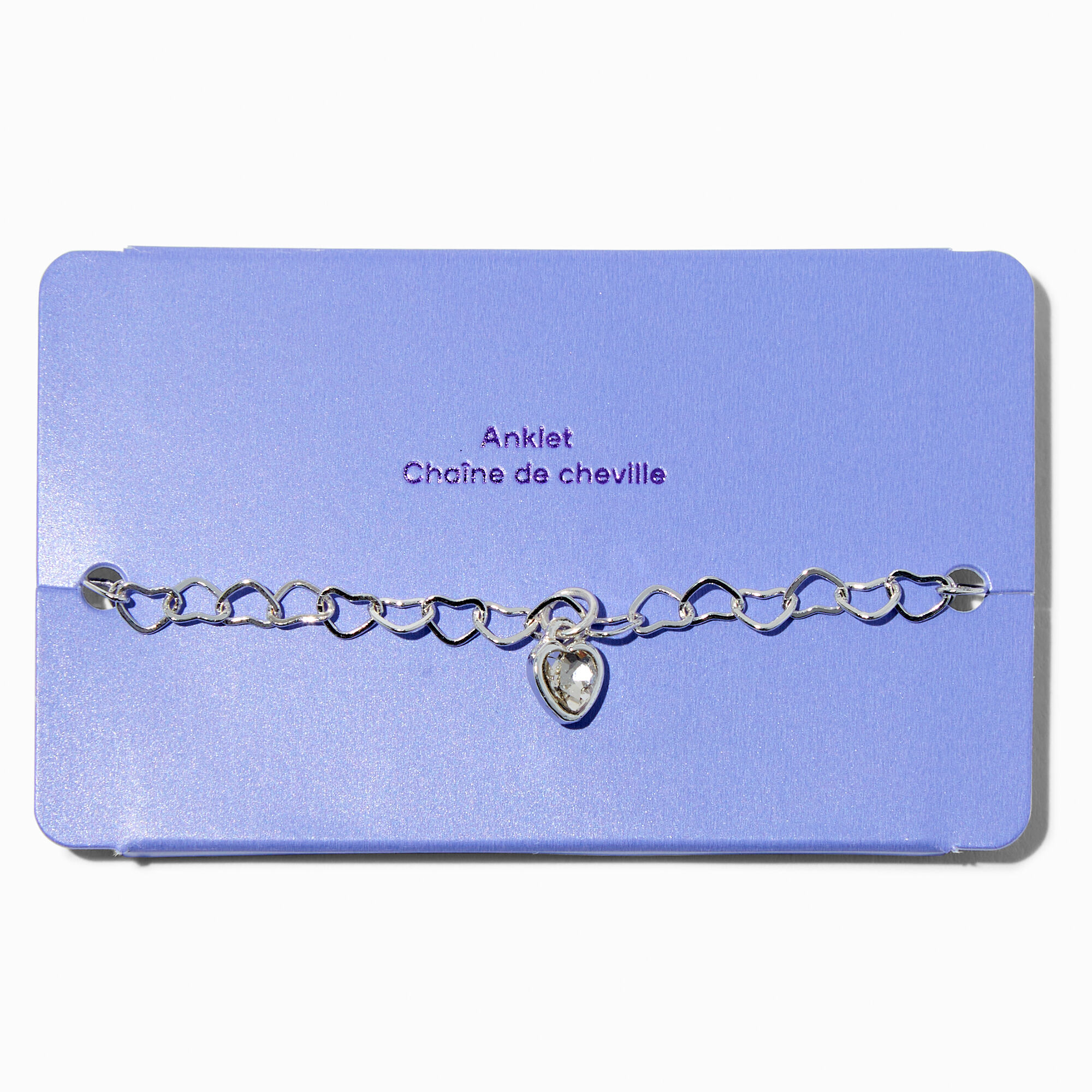 Bracelet de chaîne cœur couleur argentée,