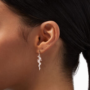 Silver Dagger Snake 1&quot; Drop Earrings,