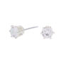 Clous d&#39;oreilles ronds avec strass en zircon cubique d&#39;imitation couleur argent&eacute;e - 5&nbsp;mm,