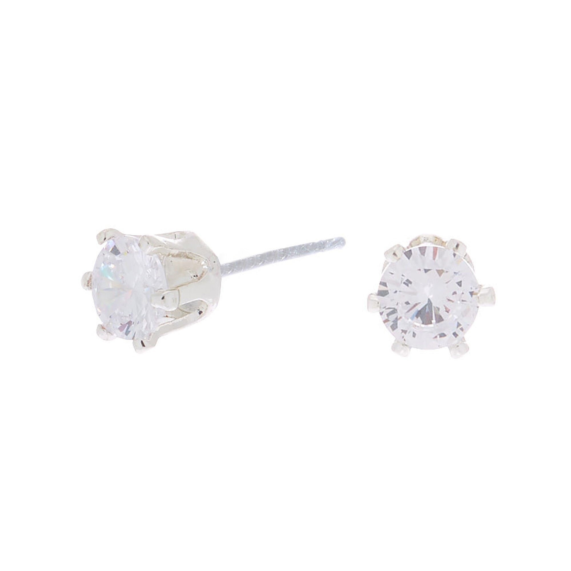 View Claires Cubic Zirconia Round Stud Earrings 5MM Silver information