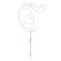 Gold 4&quot; Linear Crystal Threader Drop Earrings,