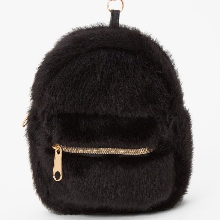 Black Fuzzy Mini Backpack Keychain | Claire's US