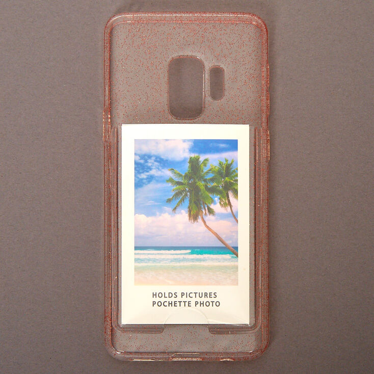 Pink Glitter Instax Mini Pocket Phone Case - Fits Samsung Galaxy S9,