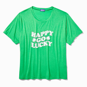 Green Happy Go Lucky Short Sleeve St. Patrick&#39;s Day Tee,