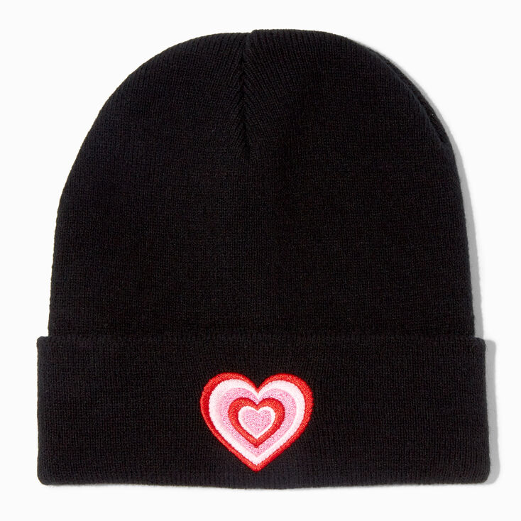 Heartthrob Embroidered Black Beanie Hat,
