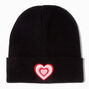 Heartthrob Embroidered Black Beanie Hat,