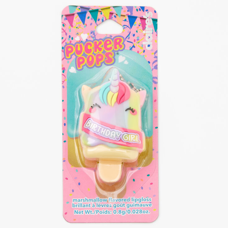 Pucker Pops&reg; Birthday Girl Unicorn Lip Gloss - Marshmallow,