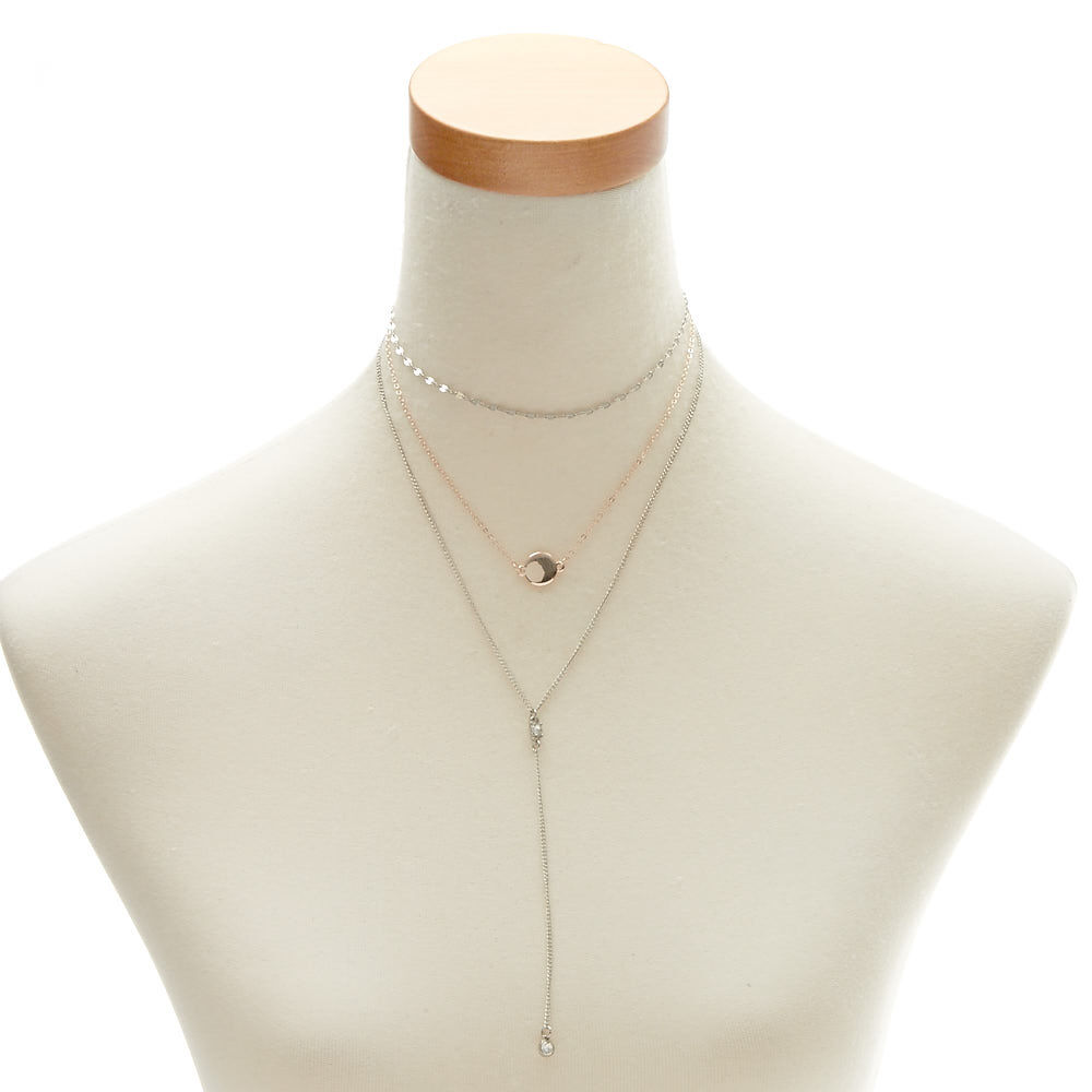 Collier multirangs en métaux mixtes,