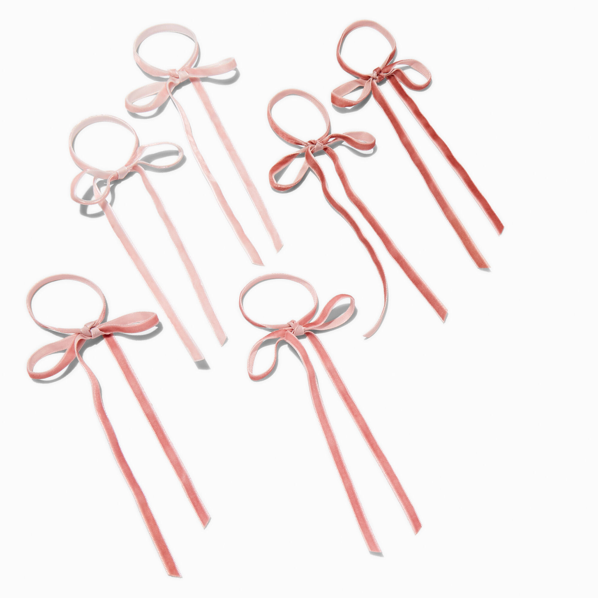 Mixed Mauve Ribbon Bow Hair Clips - 6 Pack,