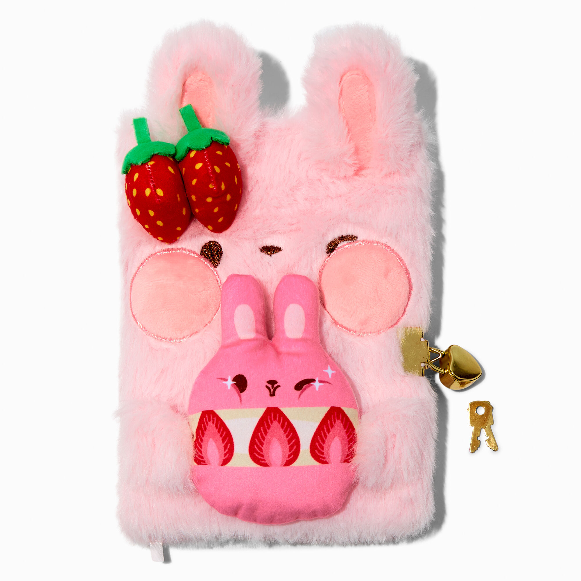 View Claires Strawberry Bunny Furry Lock Diary Pink information