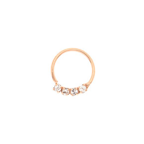 Sterling Silver Rose Gold 22G Embellished Stone Nose Ring,