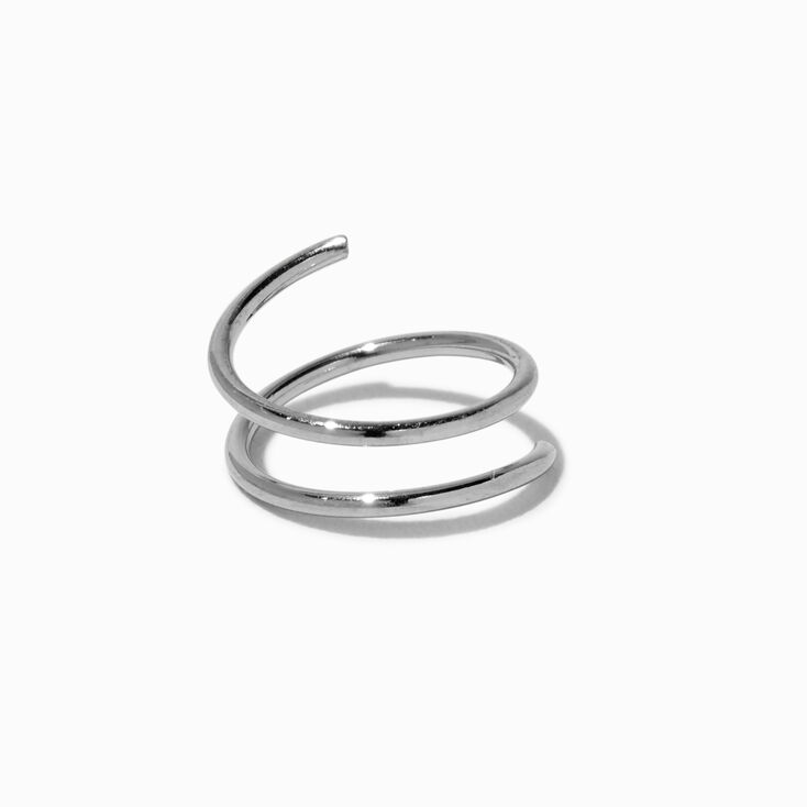 20G Silver-tone Stainless Steel Spiral Nose Stud,