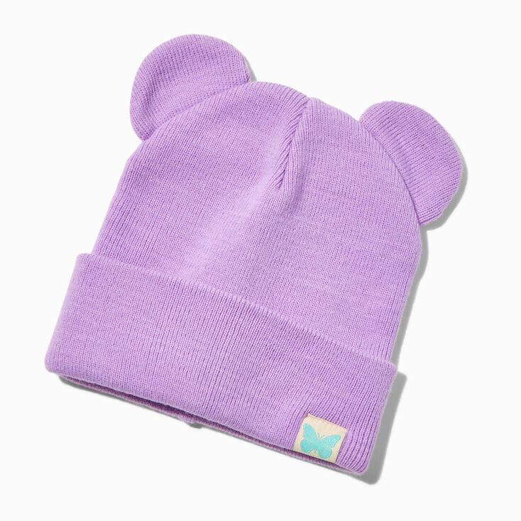 Claire&#39;s Club Purple Bear Beanie Hat,
