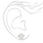 Silver-tone Cubic Zirconia 10mm Paw Print Clip-On Earrings,