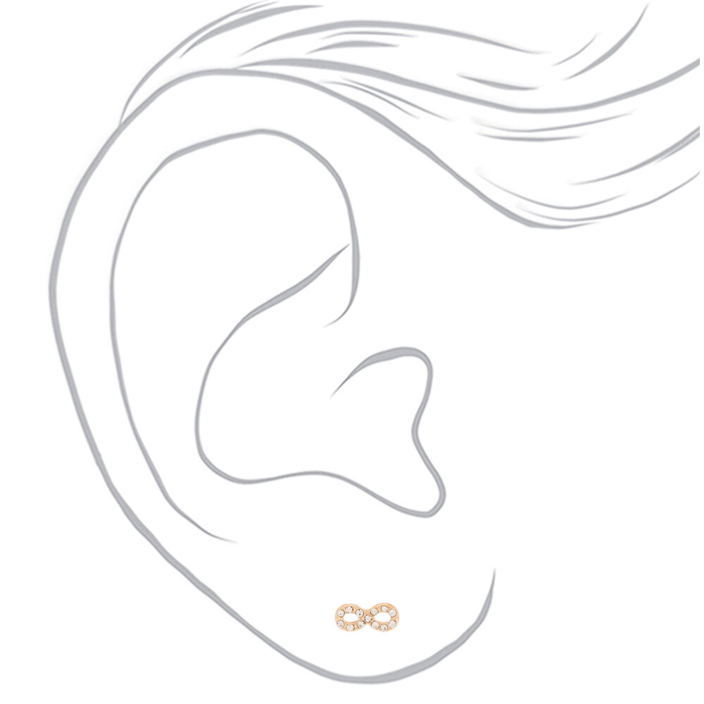 Gold Crystal Infinity Stud Earrings,