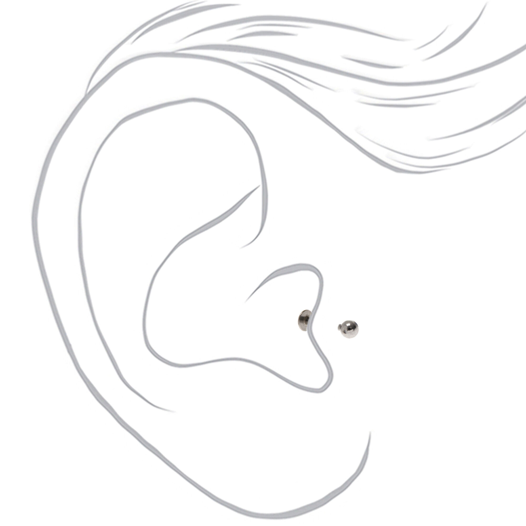 Silver-tone Stainless Steel Multi Cubic Zirconia Changeable Tragus Flat Back Earrings - 5 Pack