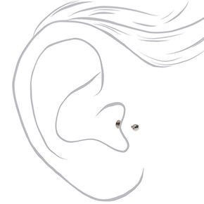 Silver-tone Stainless Steel Multi Cubic Zirconia Changeable Tragus Flat Back Earrings - 5 Pack,