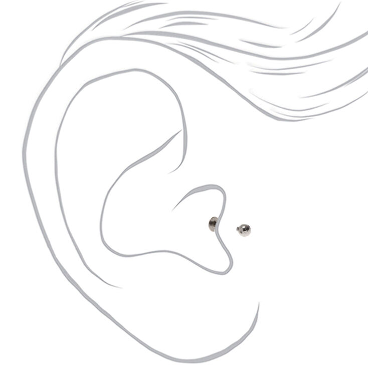 Silver-tone Stainless Steel Multi Cubic Zirconia Changeable Tragus Flat Back Earrings - 5 Pack,